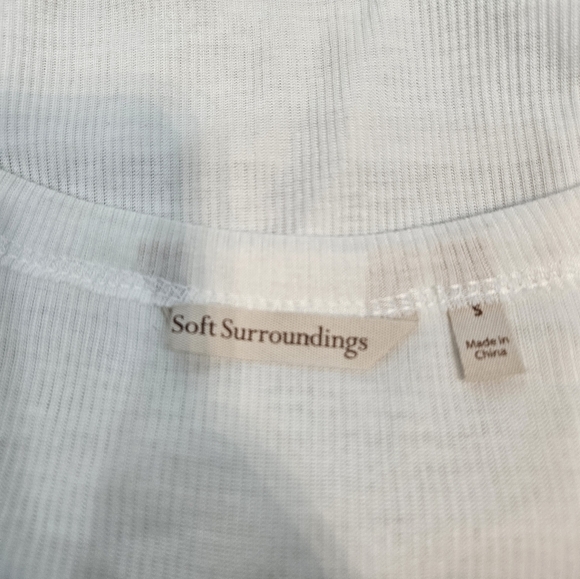 Soft Surroundings White Ribbed Henley Sleeveless Tunic Tank Top Size Small B19 - Picture 6 of 7